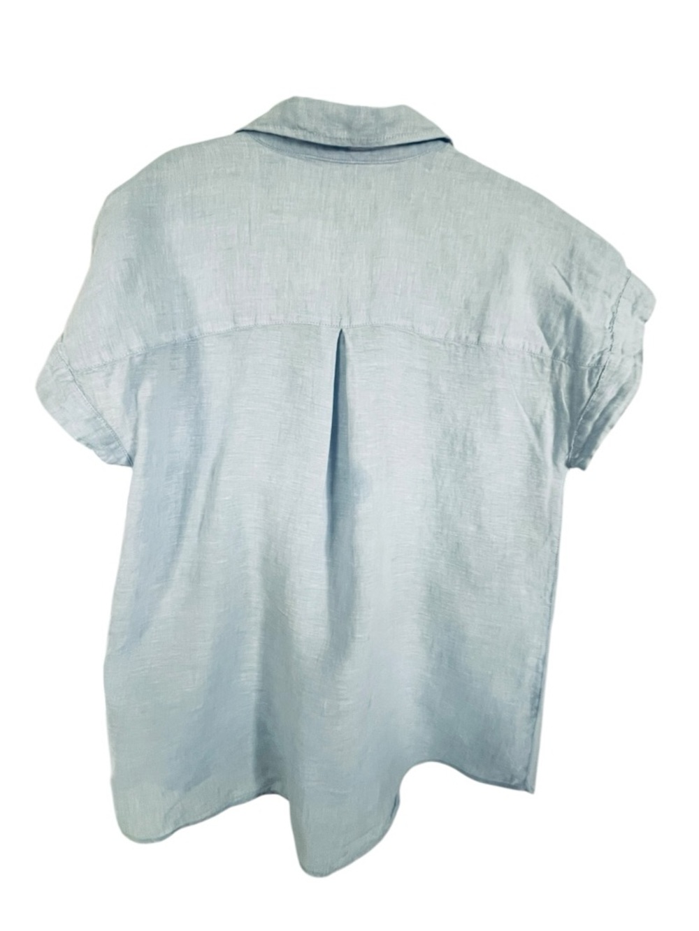 Tahari Oversized Light Blue 100% Linen Cap Sleeve Tunic Shirt - Picture 2 of 8